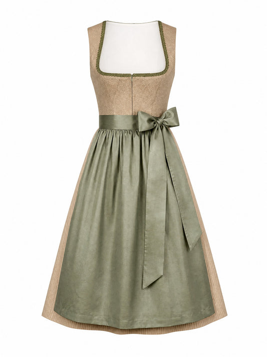 Klassisches Dirndl Noemi – Tonbeige, Eckige Form