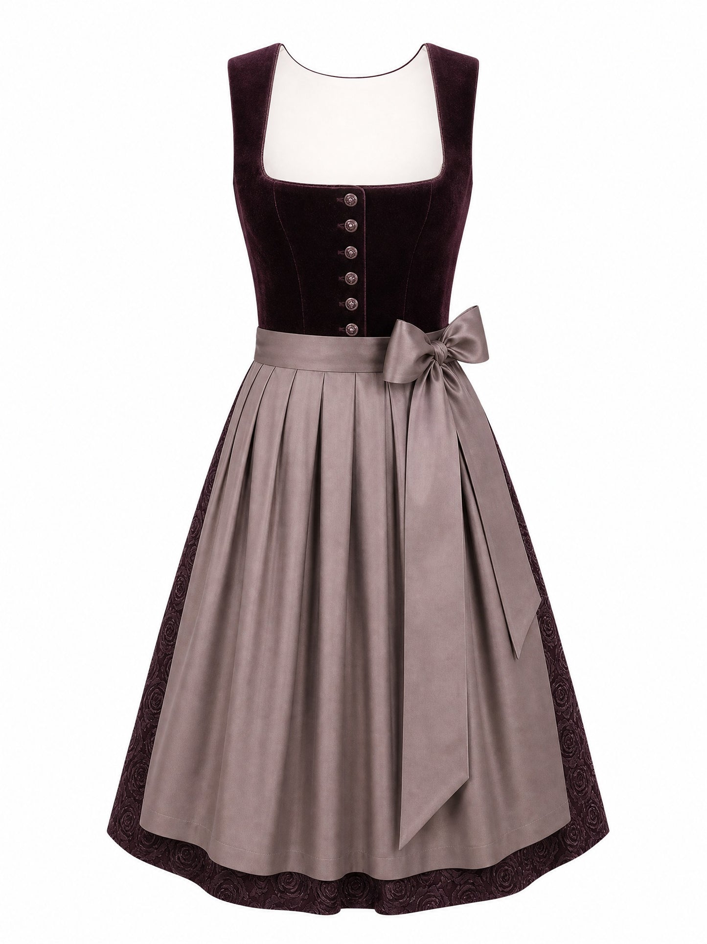 Klassisches Dirndl Liv – Silberblau, Eckige Form