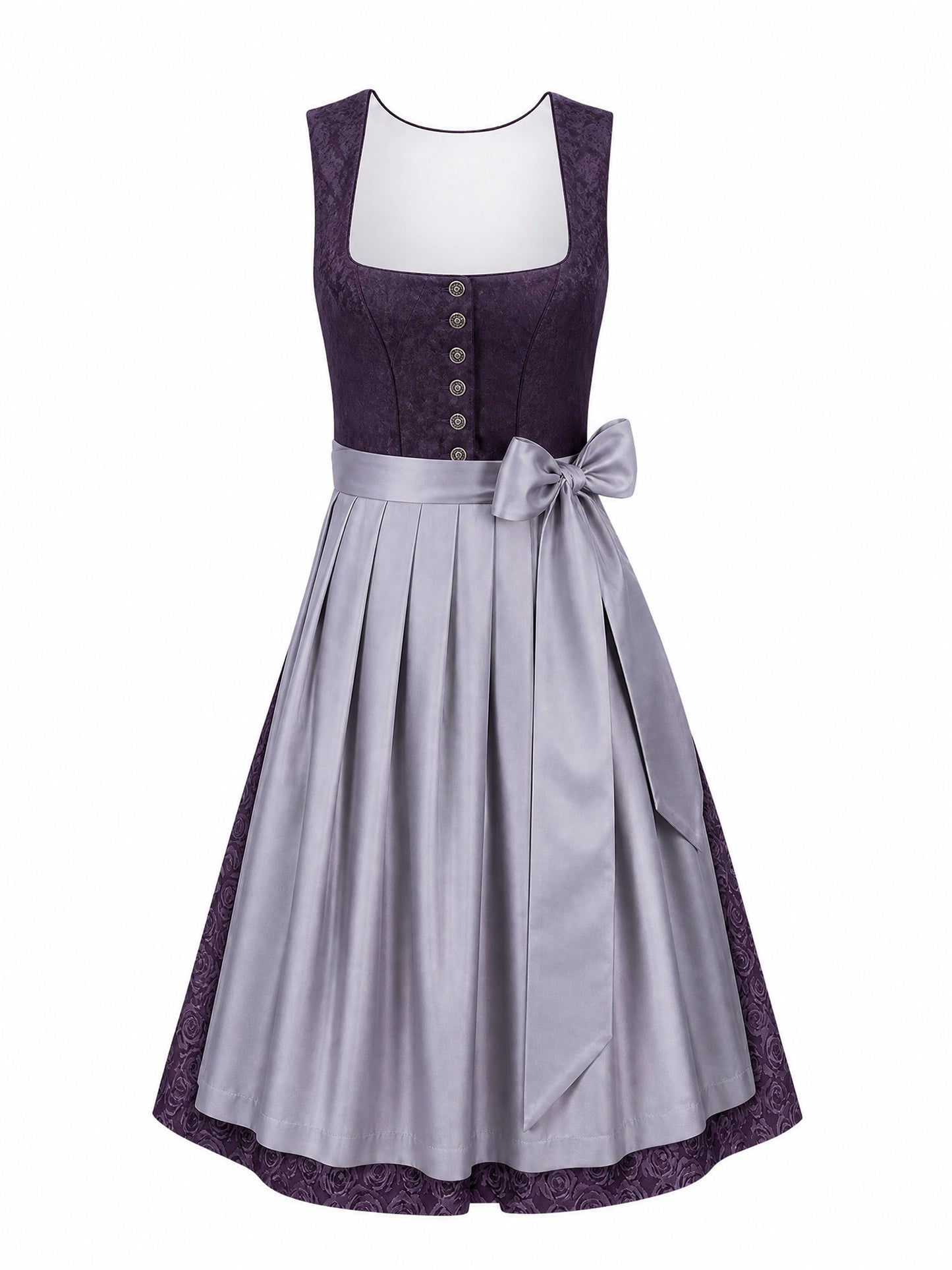 Klassisches Dirndl Lorena – Salbeigrün, Eckige Form