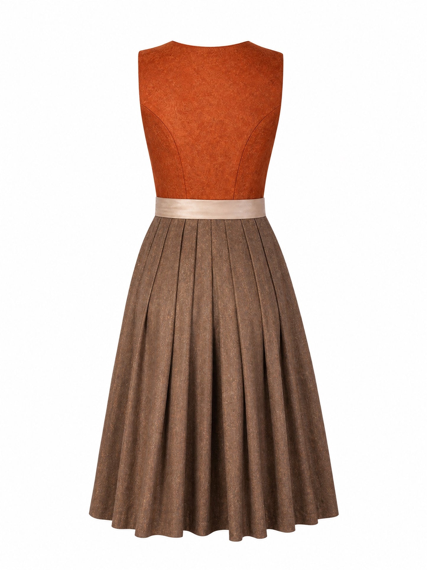 Klassisches Dirndl Louisa – Sienabraun, Eckige Form