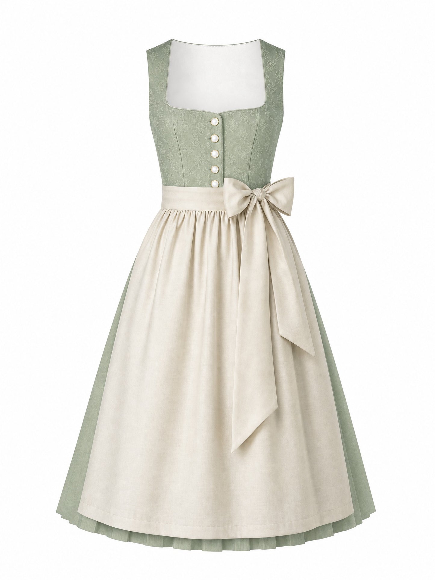 Klassisches Dirndl Luisa – Mineralgrün, Eckige Form