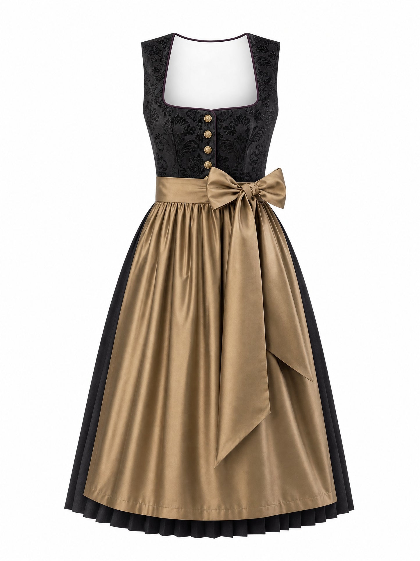Klassisches Dirndl Maja – Anthrazit, Eckige Form
