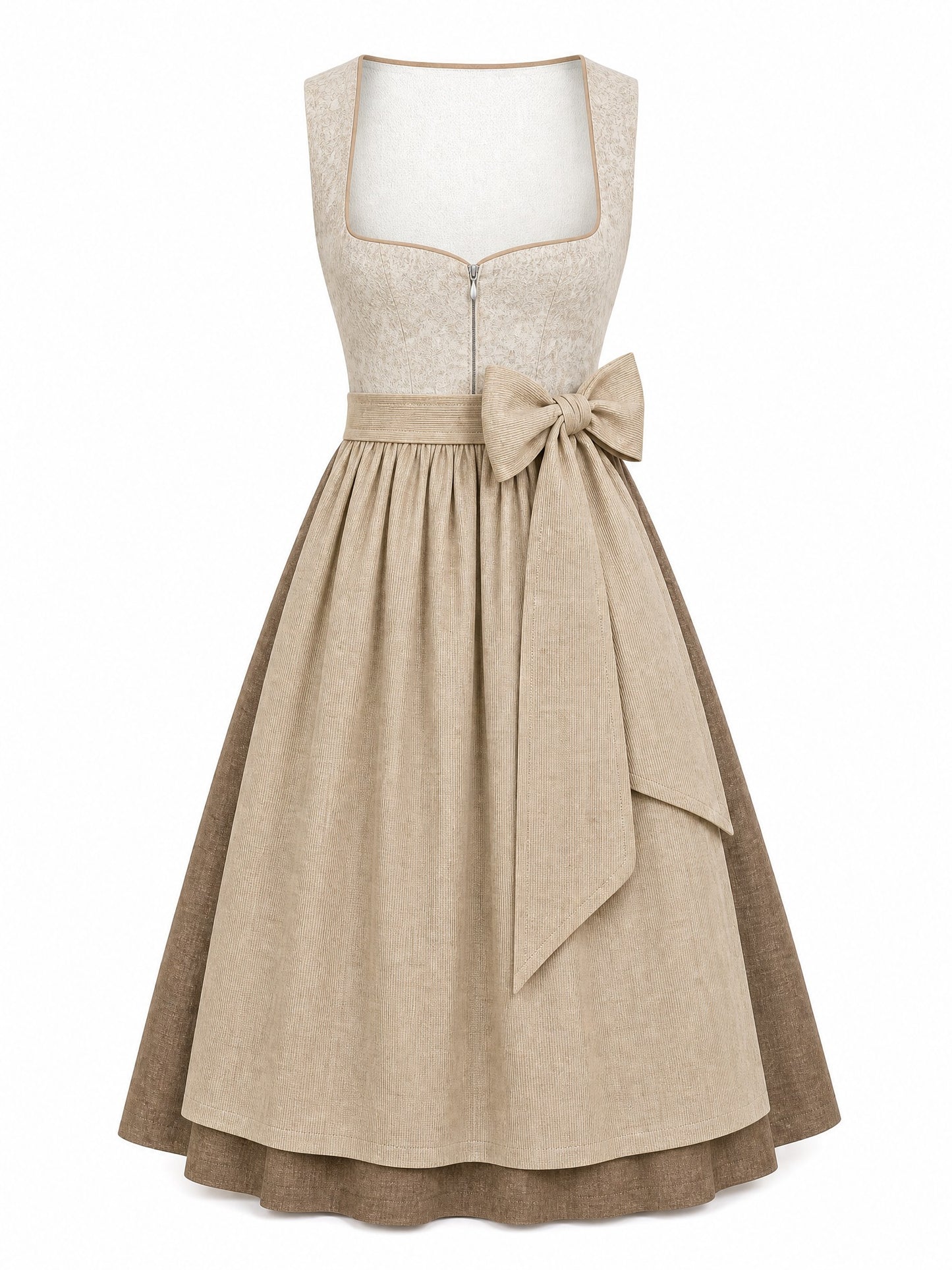 Klassisches Dirndl Britta – Haferbeige, Herzförmig