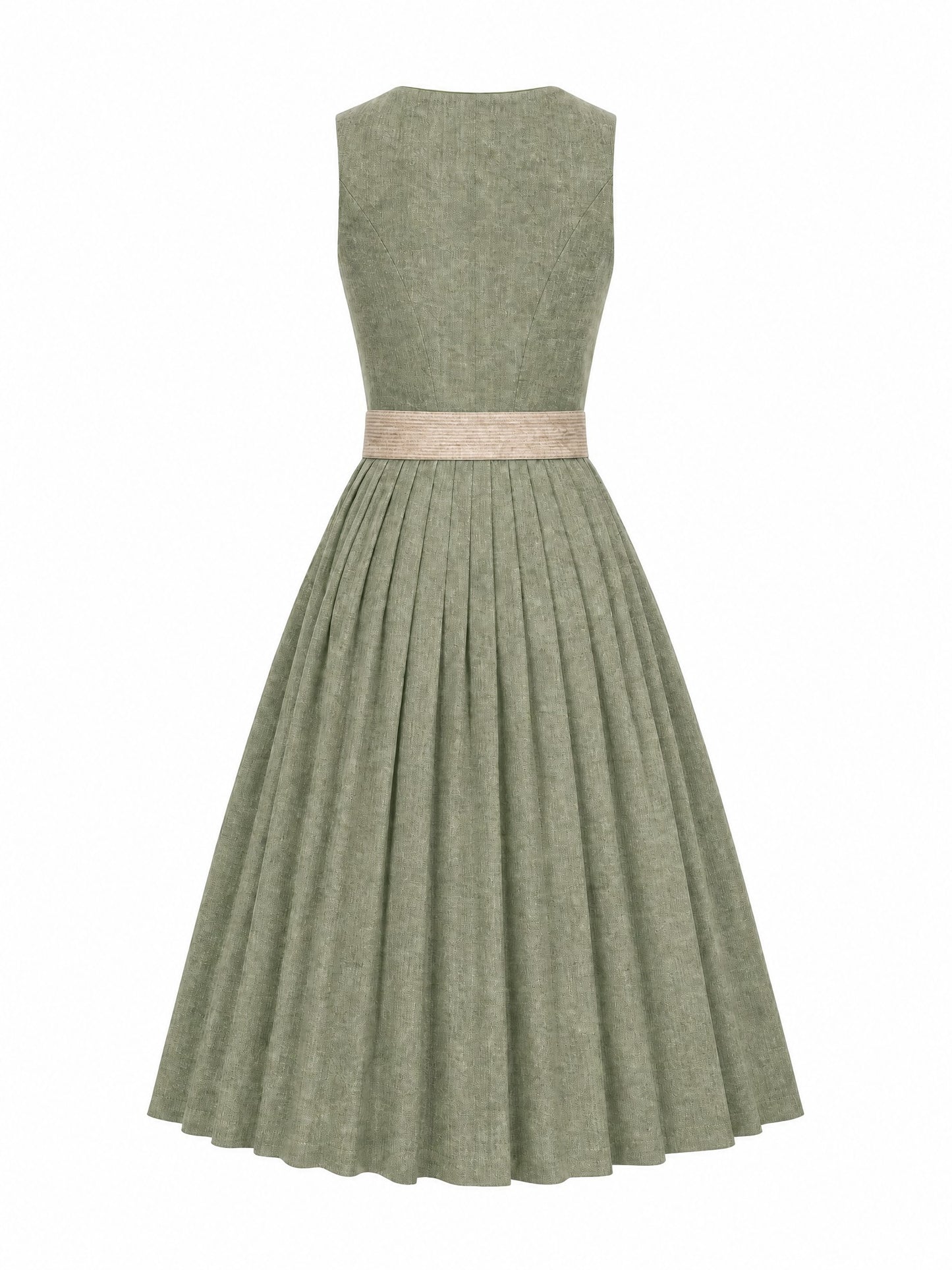 Klassisches Dirndl Marlene – Eukalyptusgrün, Eckige Form