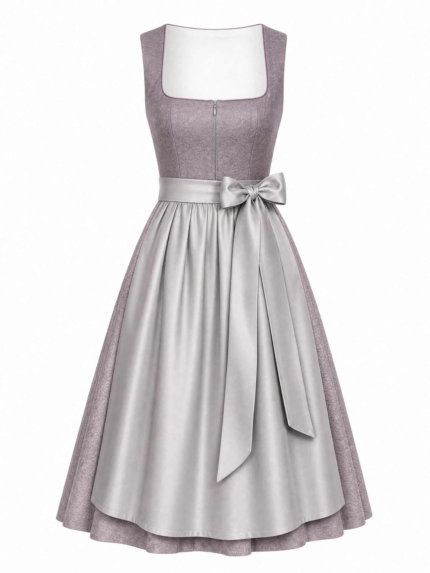 Klassisches Dirndl Mathilda – Rauchflieder, Eckige Form