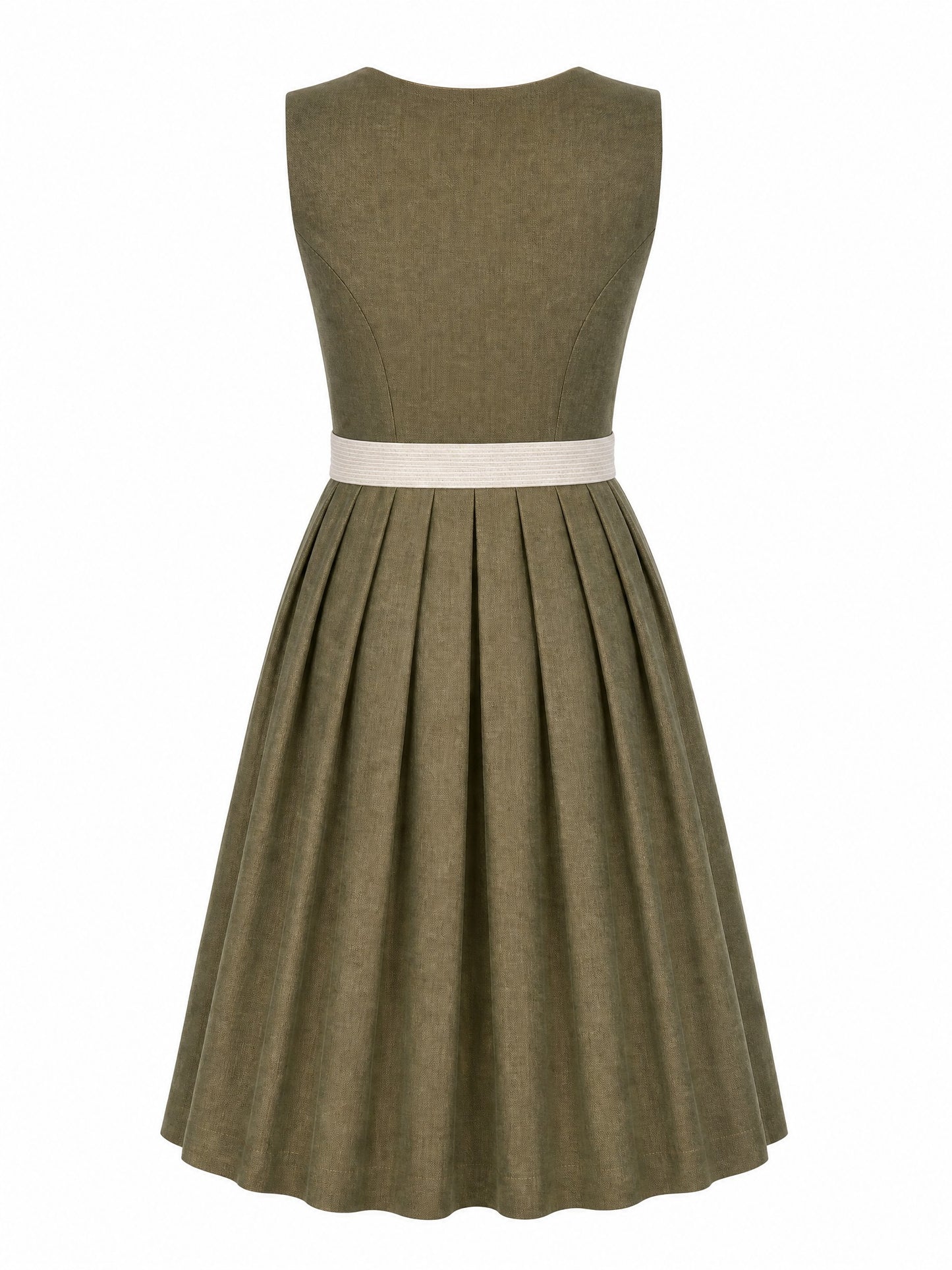 Klassisches Dirndl Camilla – Dunkeloliv, Eckige Form