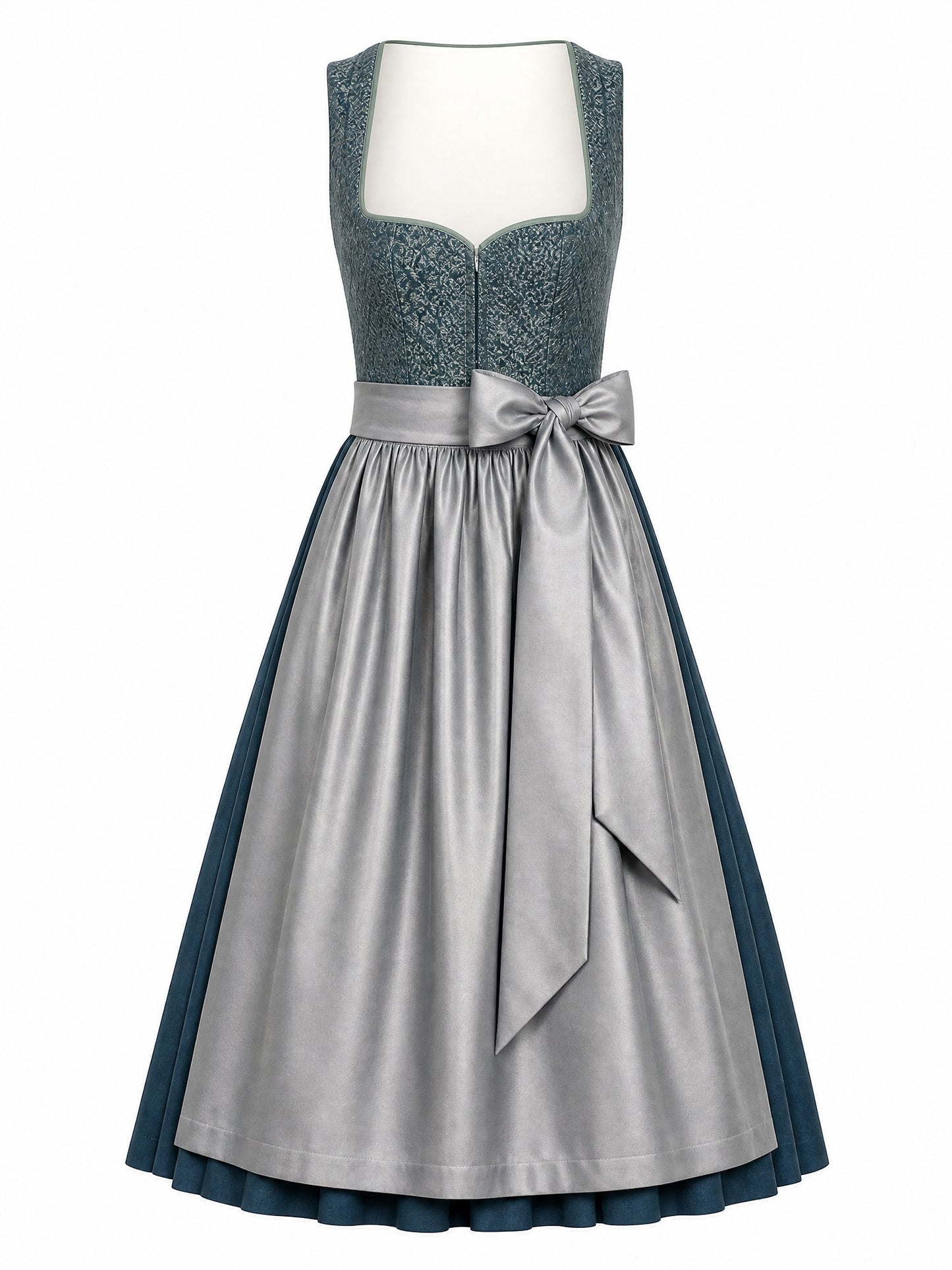 Klassisches Dirndl Ramona – Rauchpetrol, Herzförmig