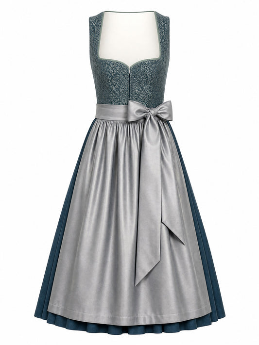 Klassisches Dirndl Ramona – Rauchpetrol, Herzförmig
