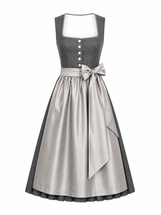 Klassisches Dirndl Rebecca – Graphit, Eckige Form