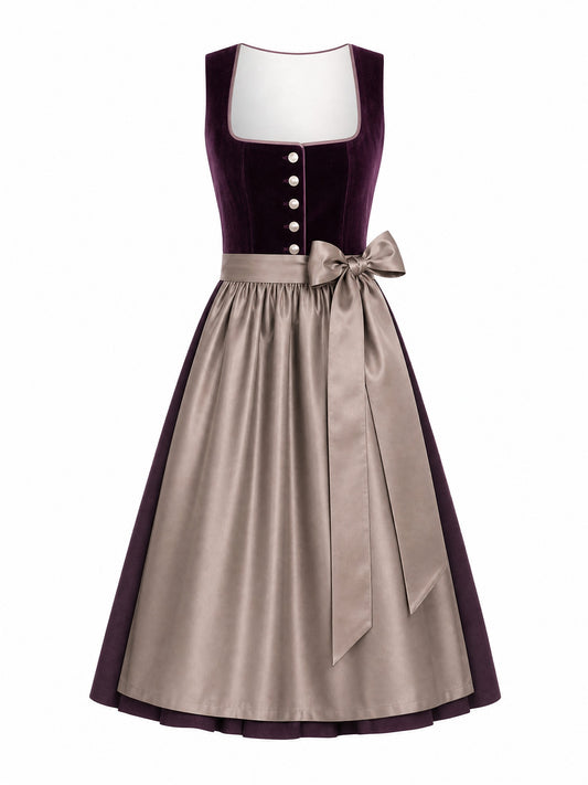 Klassisches Dirndl Mina – Brombeere, Eckige Form