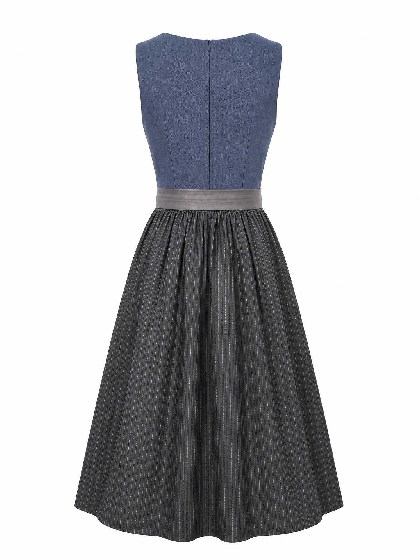 Klassisches Dirndl Ronja – Stahlblau, Eckige Form
