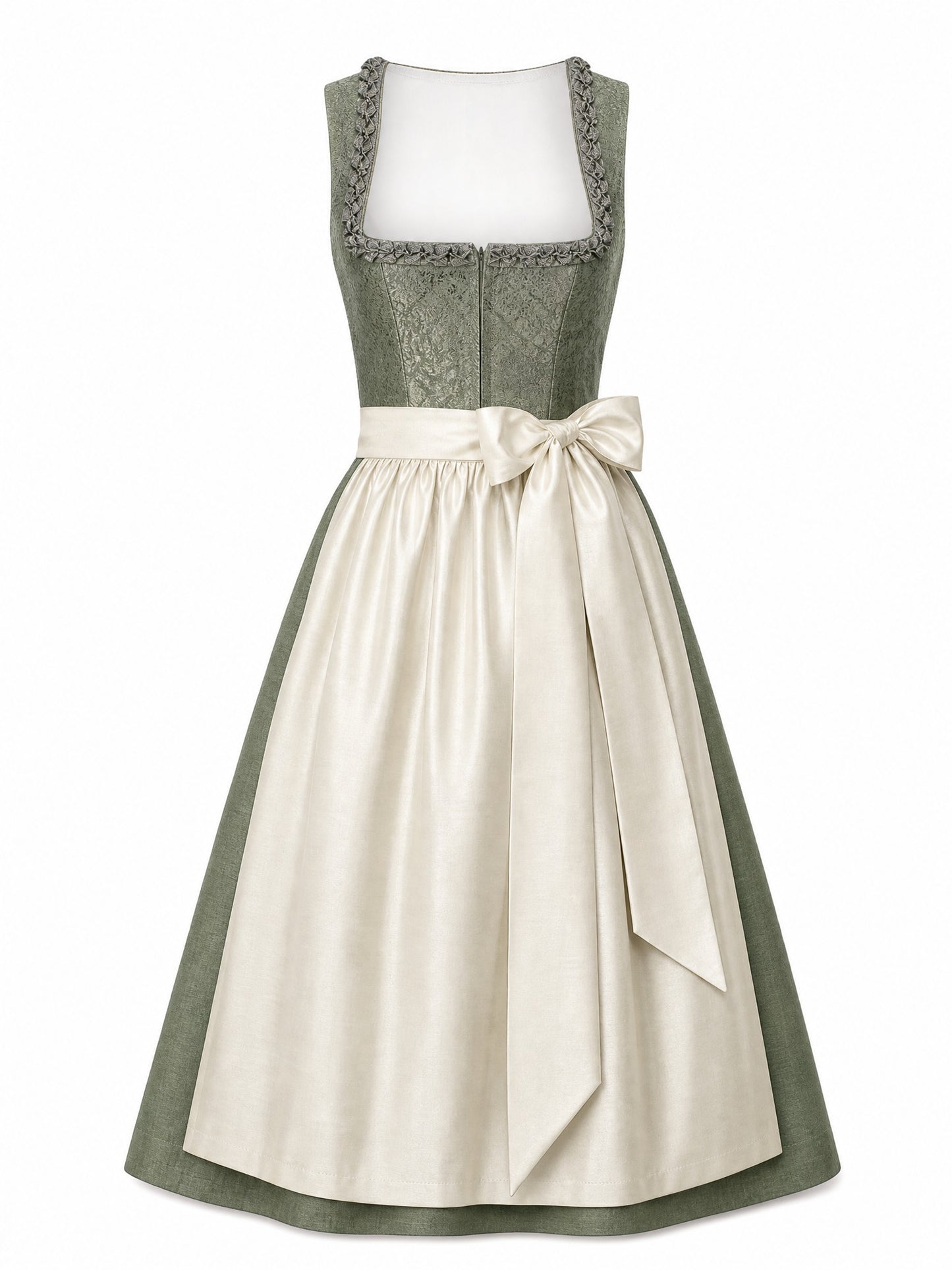 Klassisches Dirndl Nele – Mineralgrün, Eckige Form