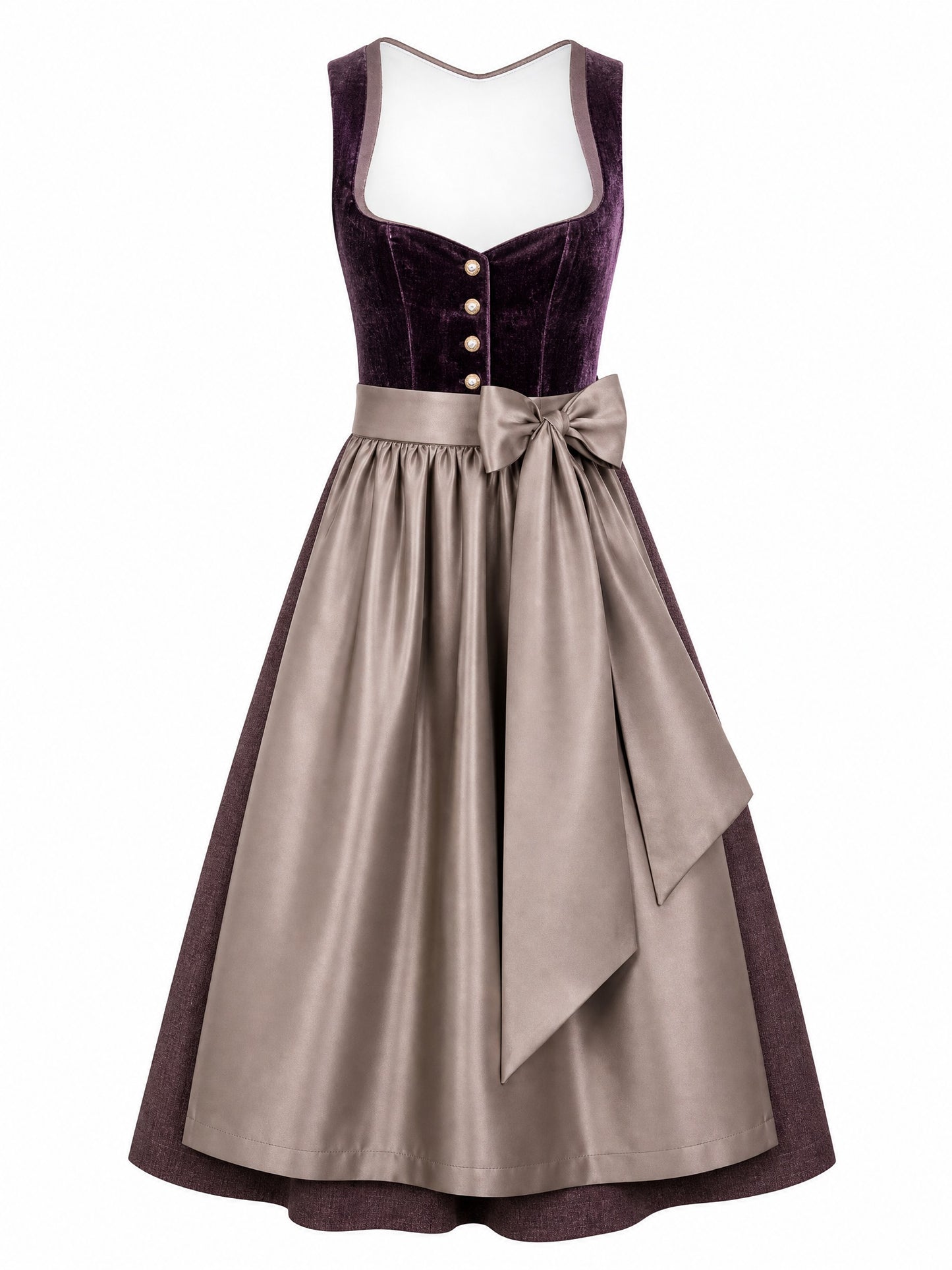 Klassisches Dirndl Cora – Brombeere, Herzförmig