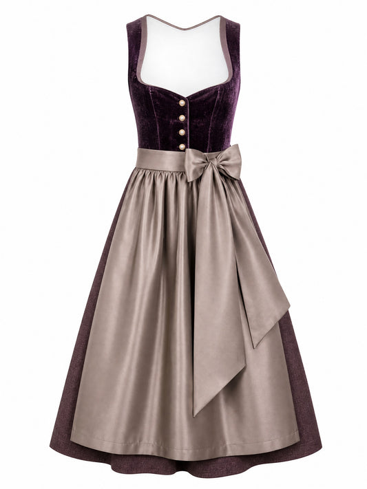 Klassisches Dirndl Cora – Brombeere, Herzförmig