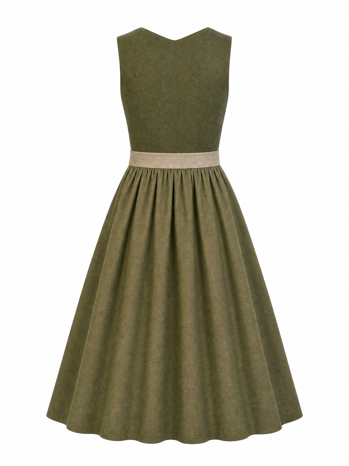 Klassisches Dirndl Nora – Dunkeloliv, Herzförmig