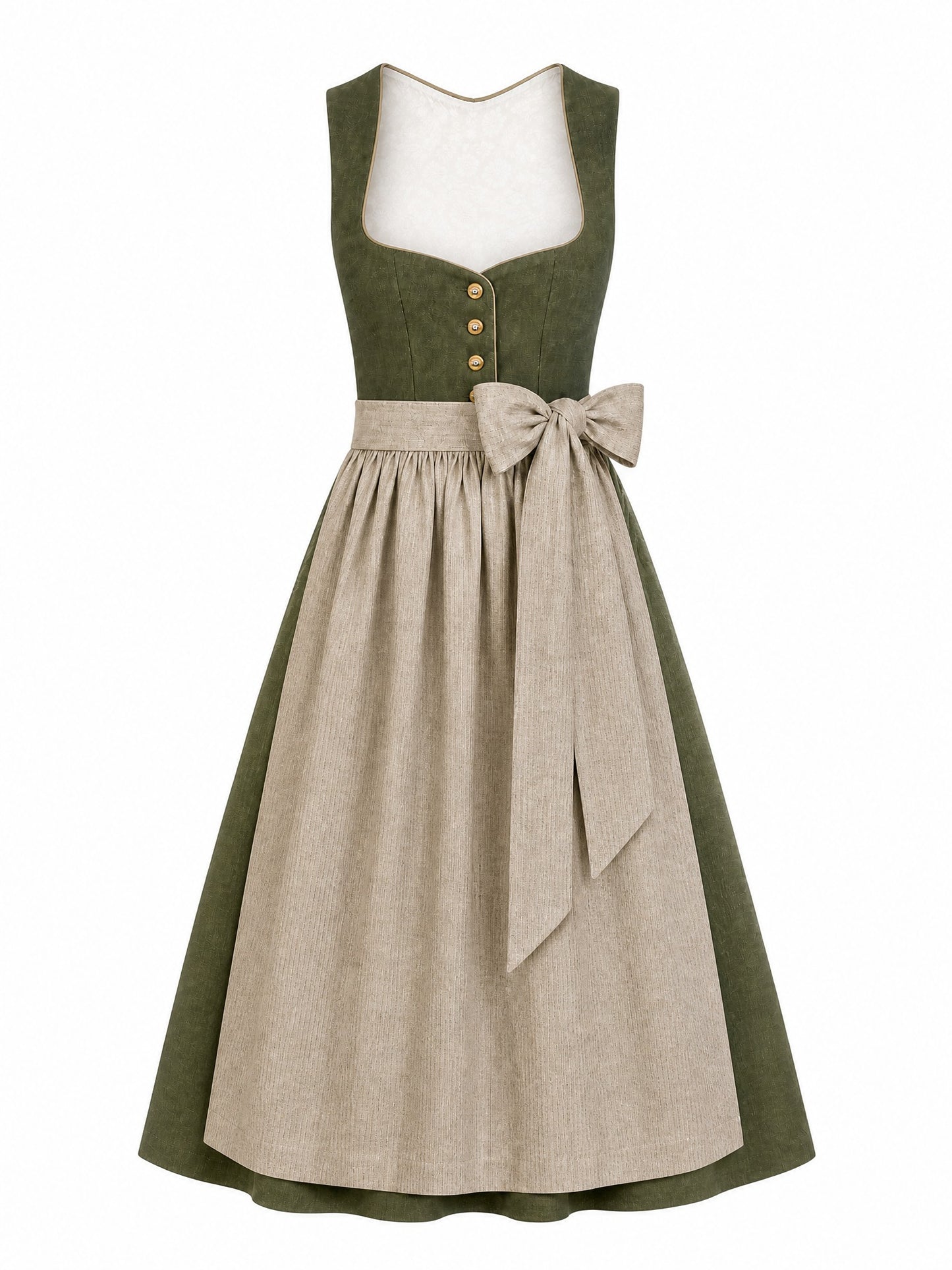 Klassisches Dirndl Nora – Dunkeloliv, Herzförmig