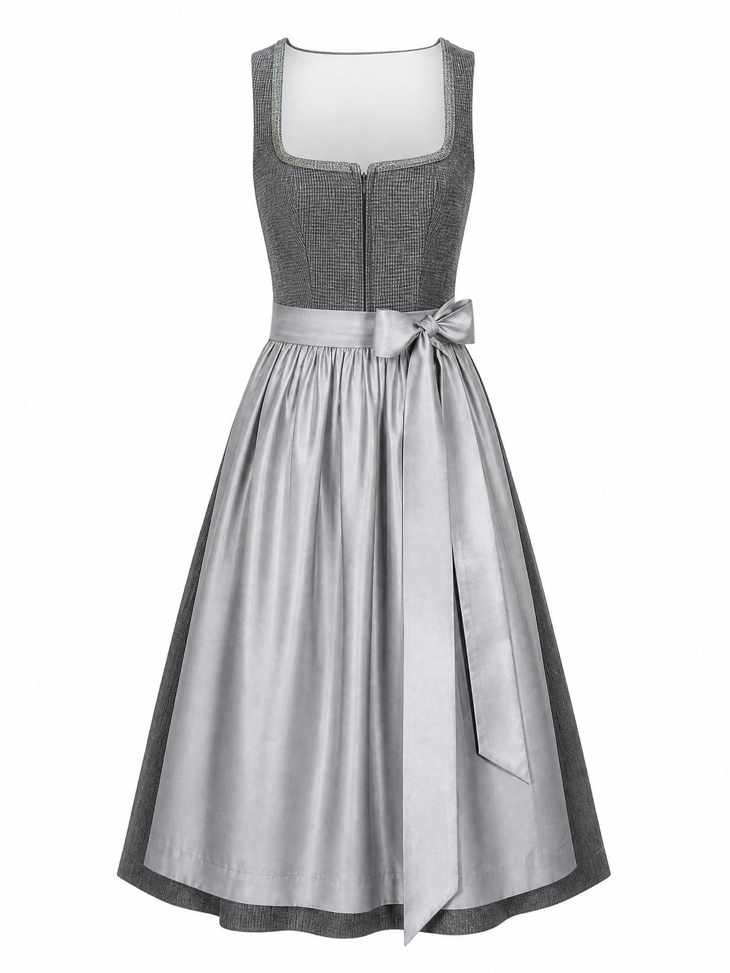 Klassisches Dirndl Diana – Graphit, Eckige Form