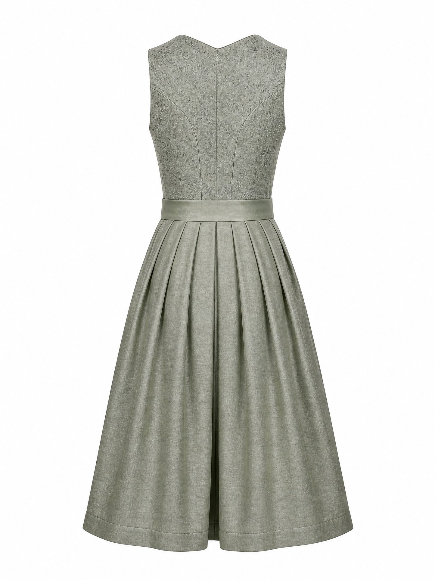 Klassisches Dirndl Olivia – Flechtengrau, Herzförmig