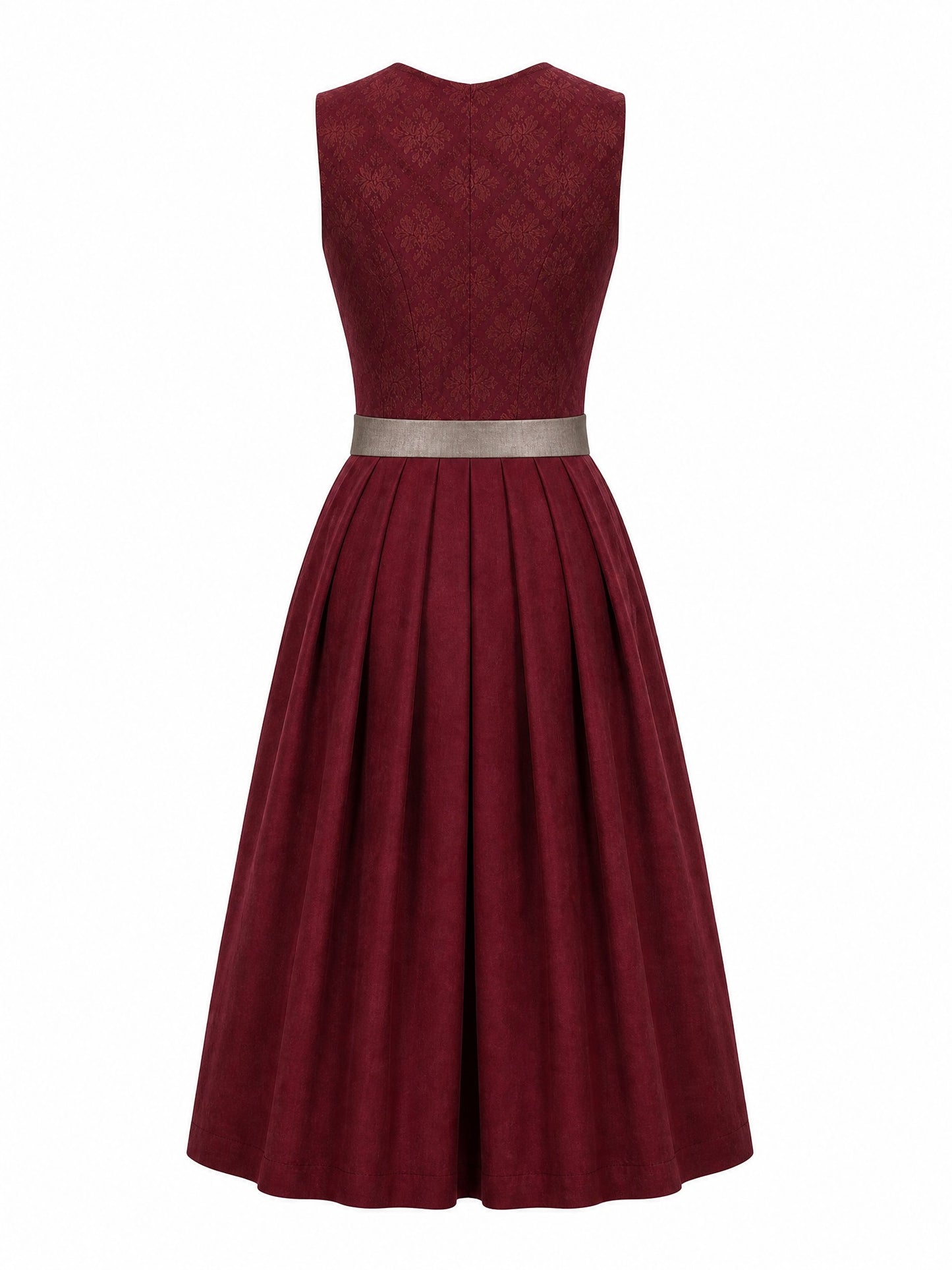 Klassisches Dirndl Silke – Weinrot, Herzförmig