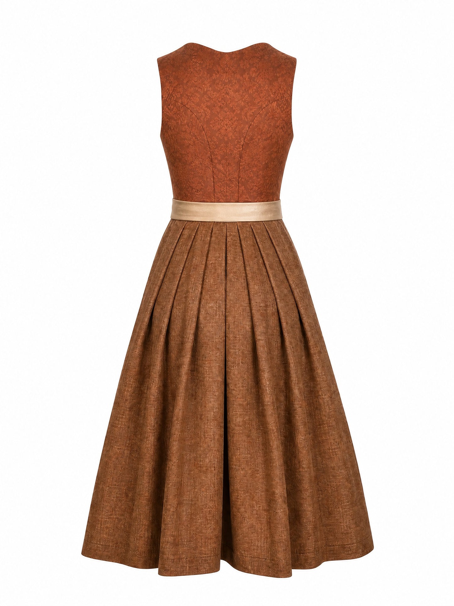 Klassisches Dirndl Pauline – Sienabraun, Herzförmig