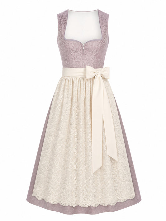 Klassisches Dirndl Pia – Alt-Lavendel, Herzförmig