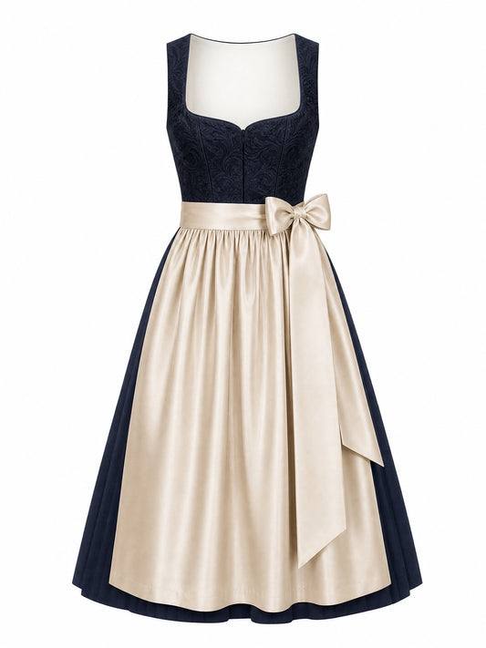 Klassisches Dirndl Romy – Mitternachtsblau, Herzförmig