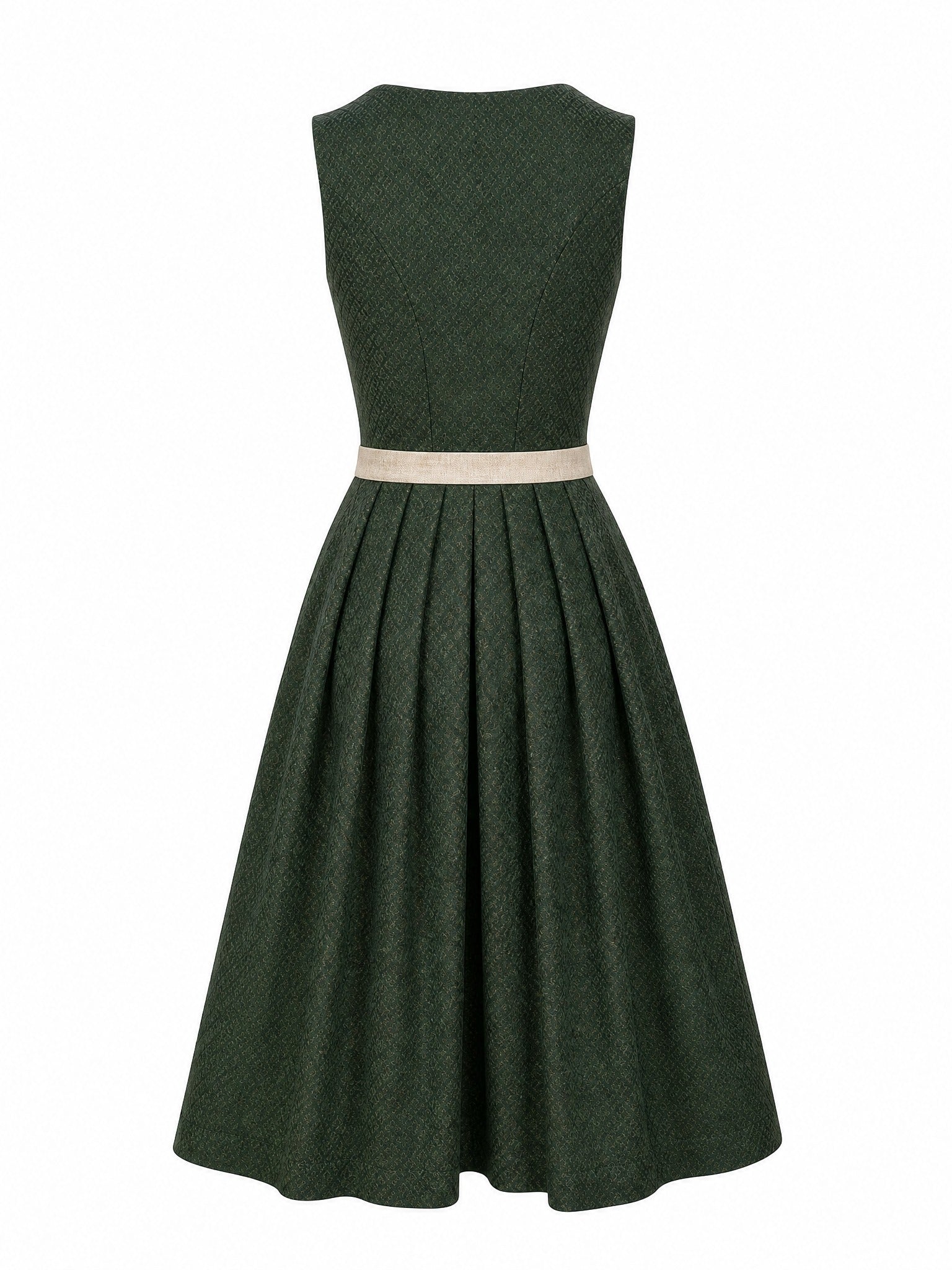 Dirndl Pia in Waldgrün mit Haferbeige Schürze - Rückansicht