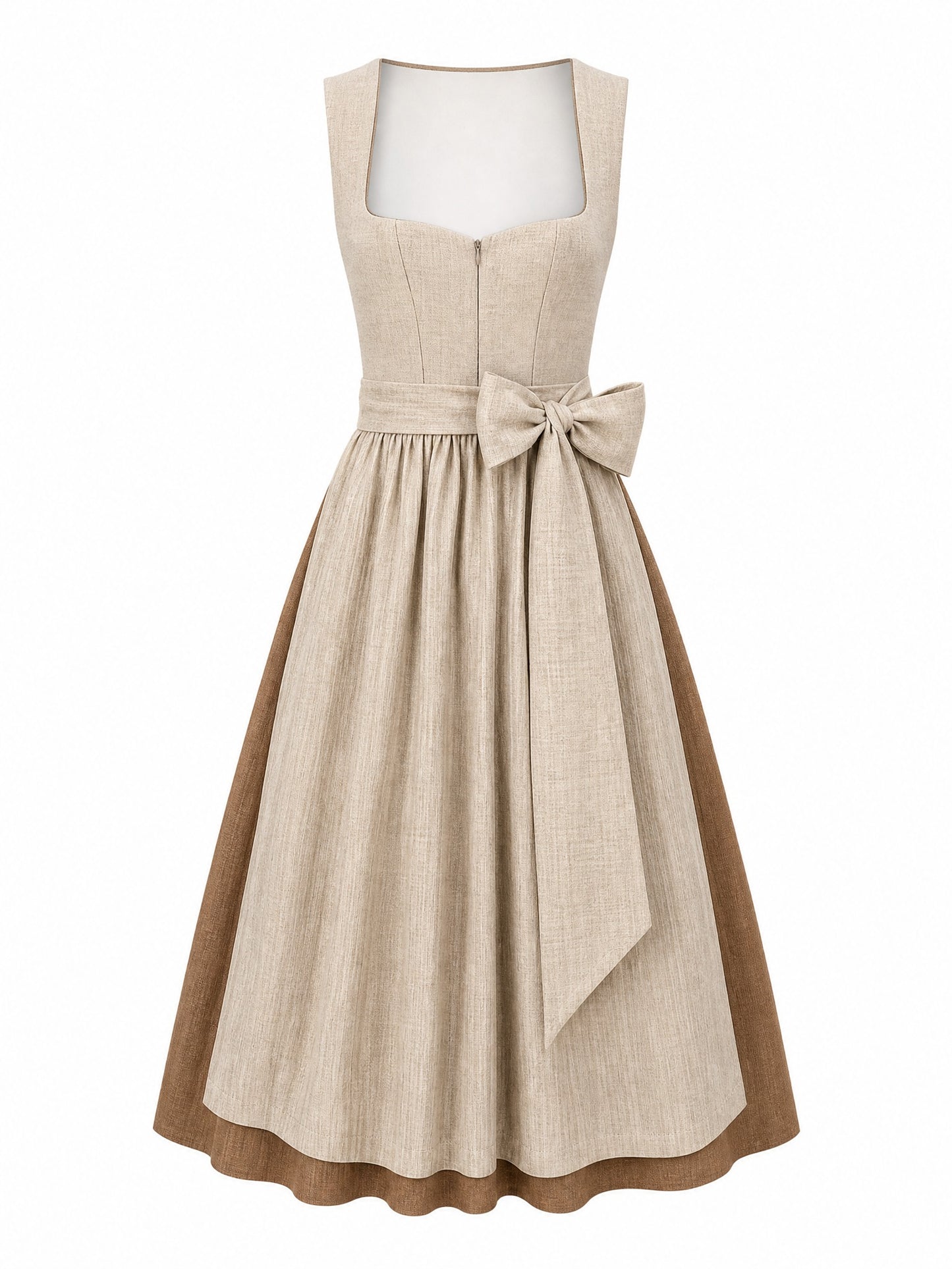 Klassisches Dirndl Sina – Haferbeige, Herzförmig