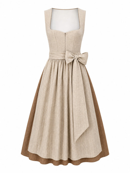 Klassisches Dirndl Sina – Haferbeige, Herzförmig