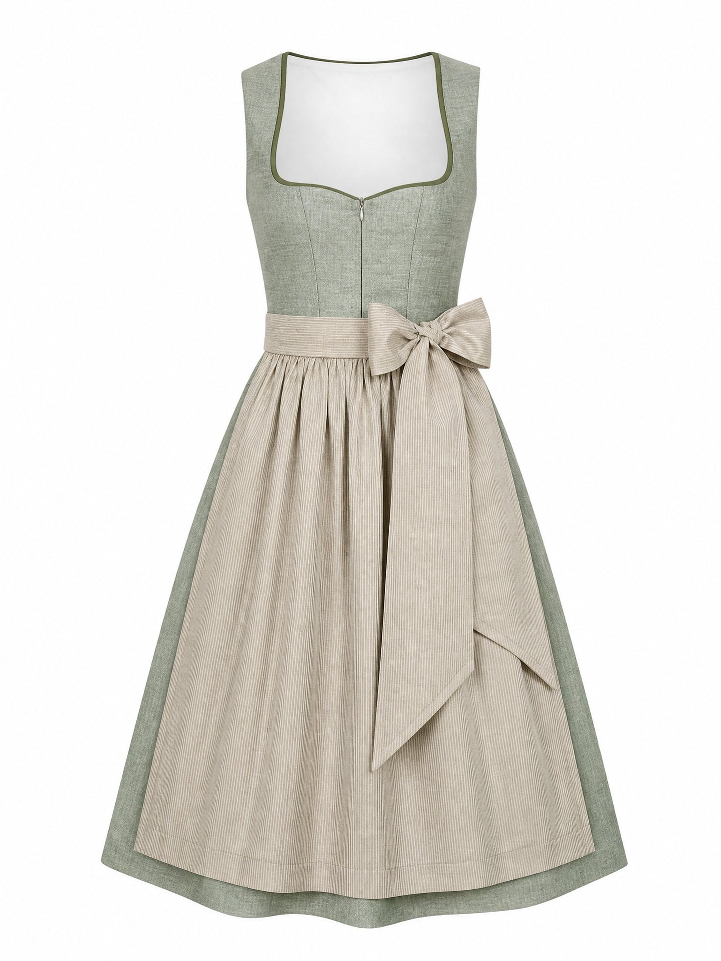 Klassisches Dirndl Ella – Eukalyptusgrün, Herzförmig