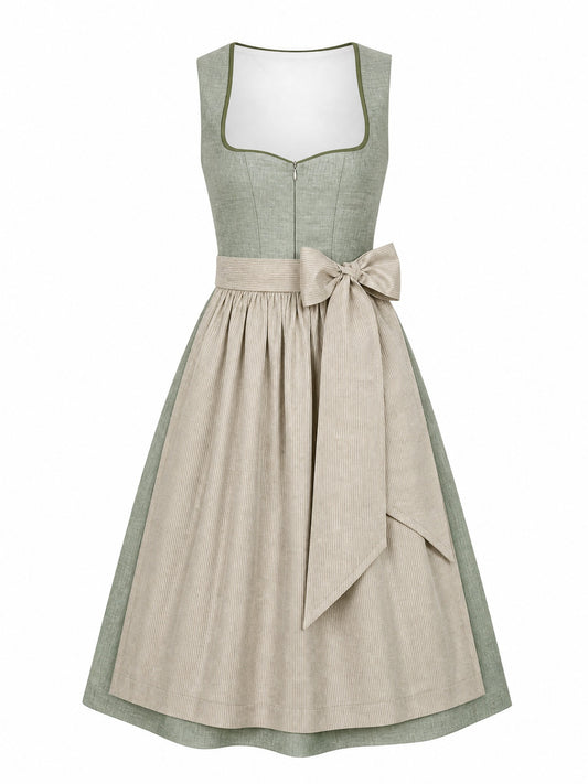 Klassisches Dirndl Ella – Eukalyptusgrün, Herzförmig