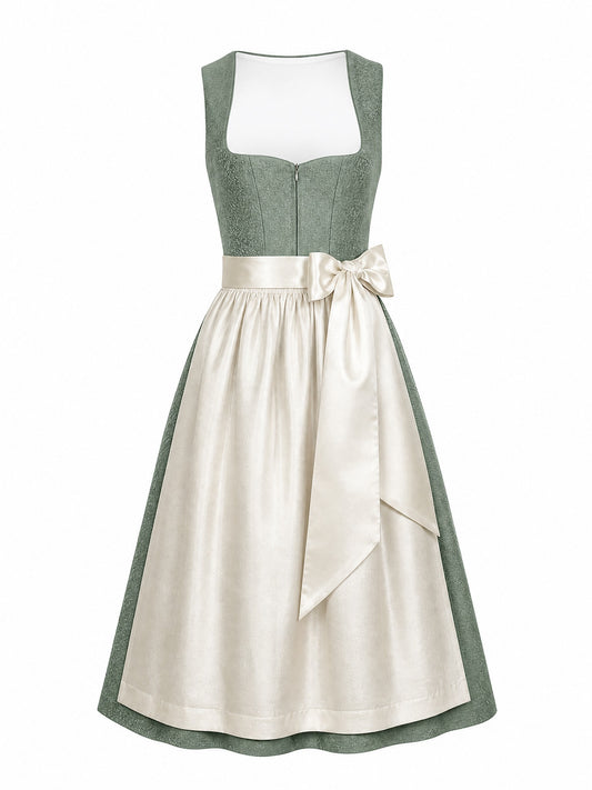 Klassisches Dirndl Sonja – Mineralgrün, Herzförmig
