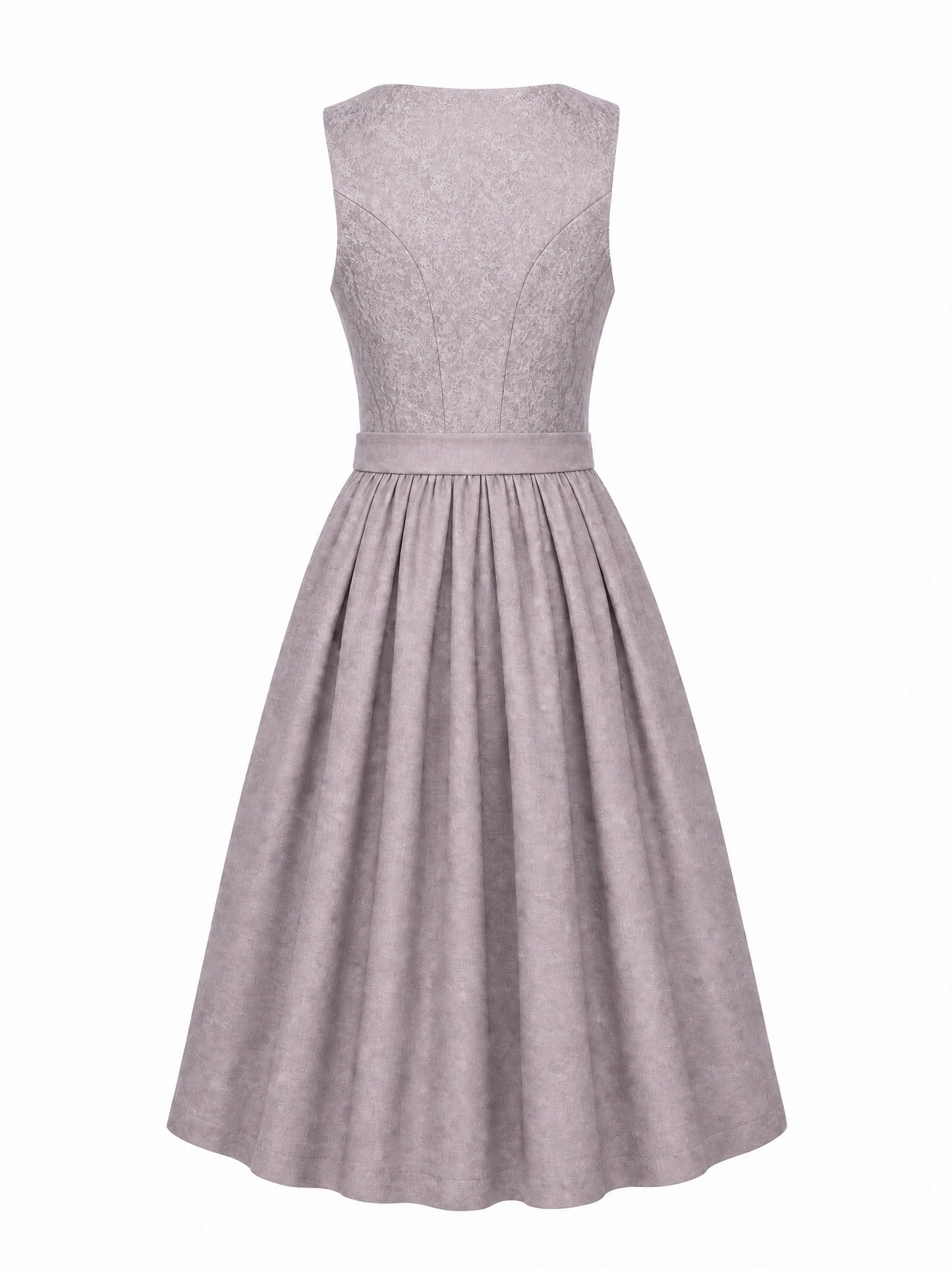 Dirndl Antonia in Alt-Lavendel mit Elfenbein Schürze - Rückansicht