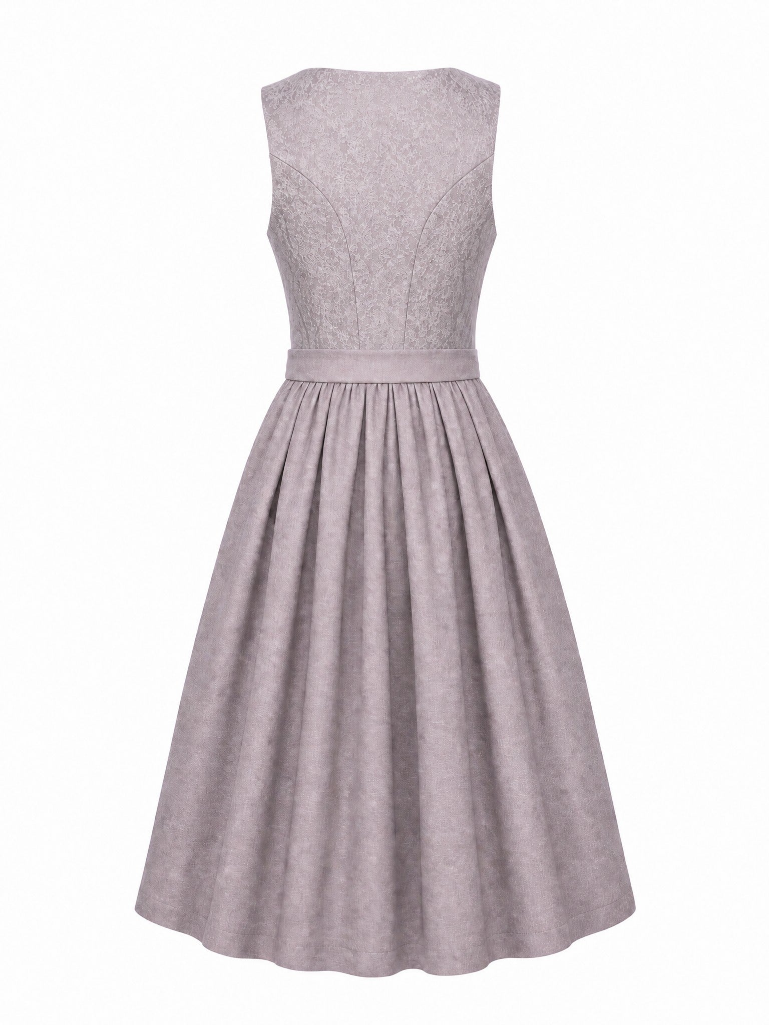 Dirndl Antonia in Alt-Lavendel mit Elfenbein Schürze - Rückansicht