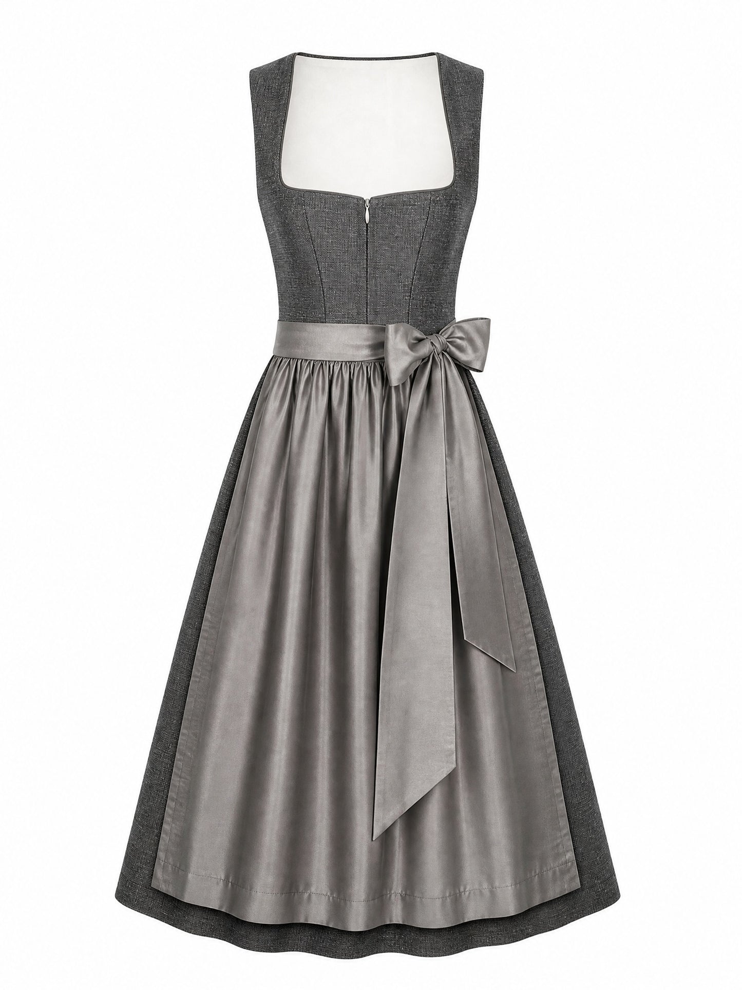 Klassisches Dirndl Rosalie – Graphit, Herzförmig