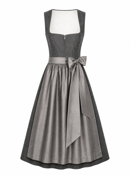 Klassisches Dirndl Rosalie – Graphit, Herzförmig