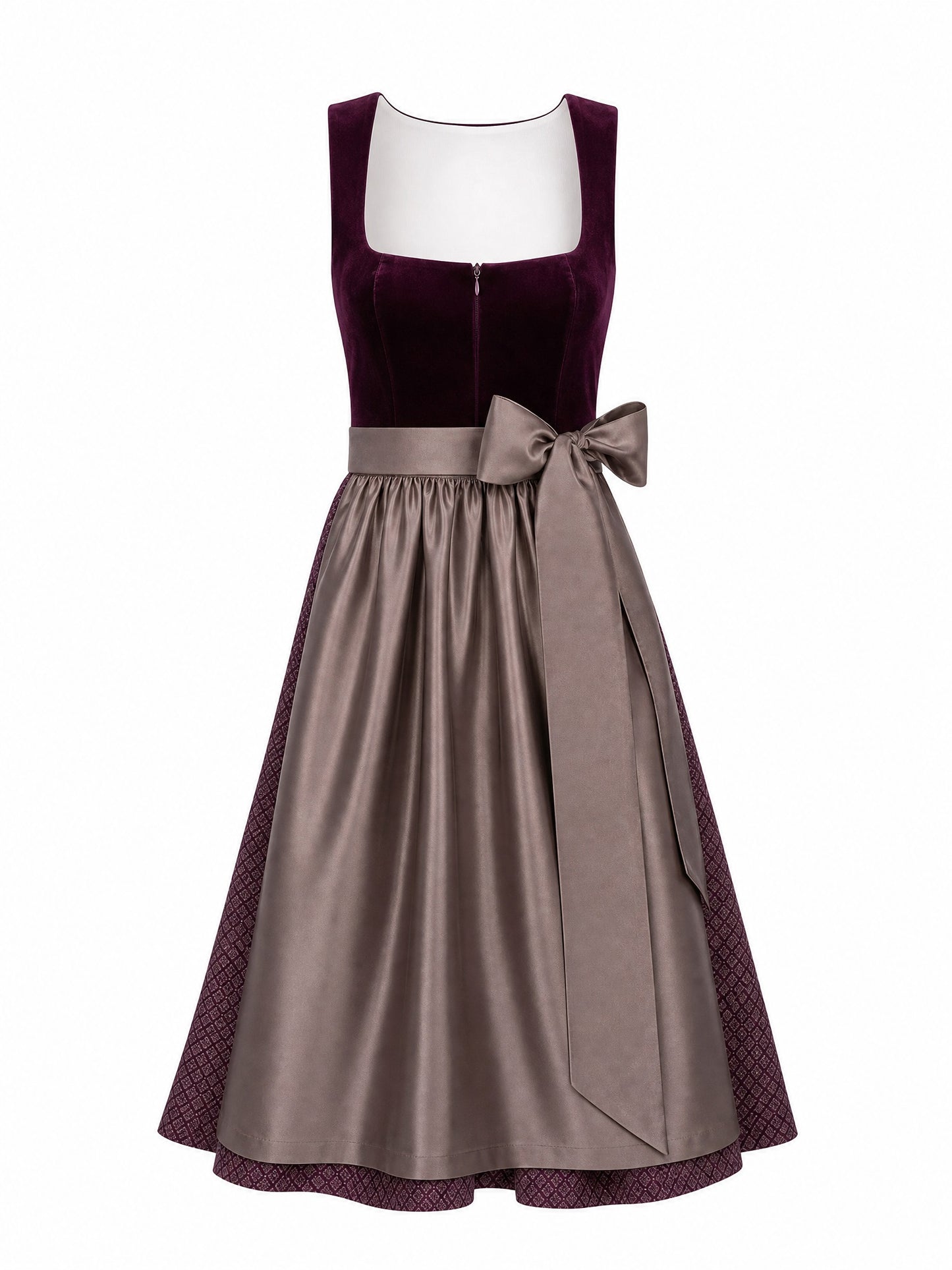 Klassisches Dirndl Sabrina – Brombeere, Eckige Form