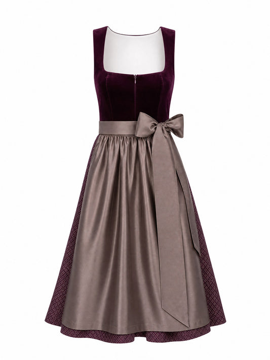 Klassisches Dirndl Sabrina – Brombeere, Eckige Form