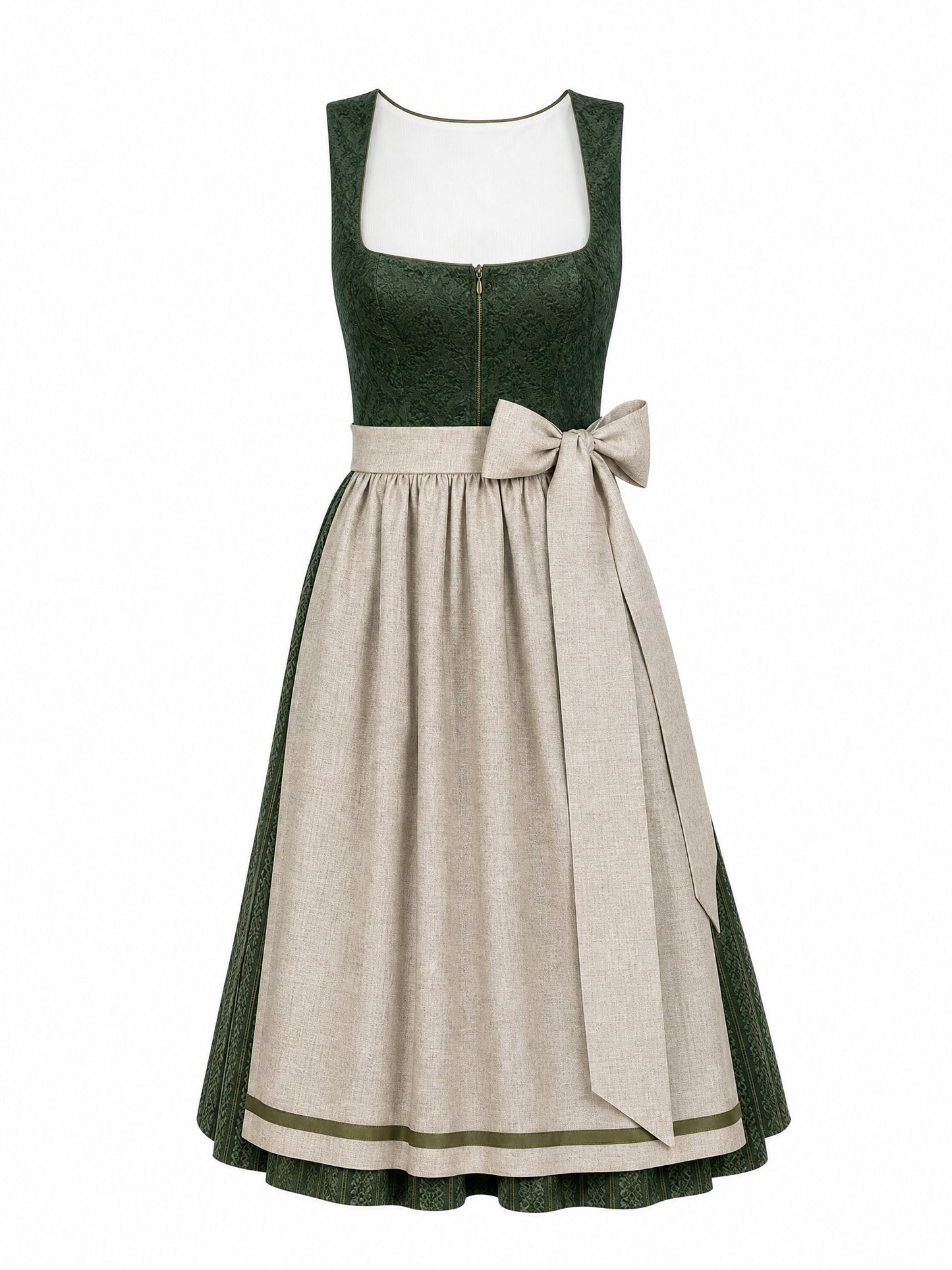 Klassisches Dirndl Esther – Waldgrün, Eckige Form