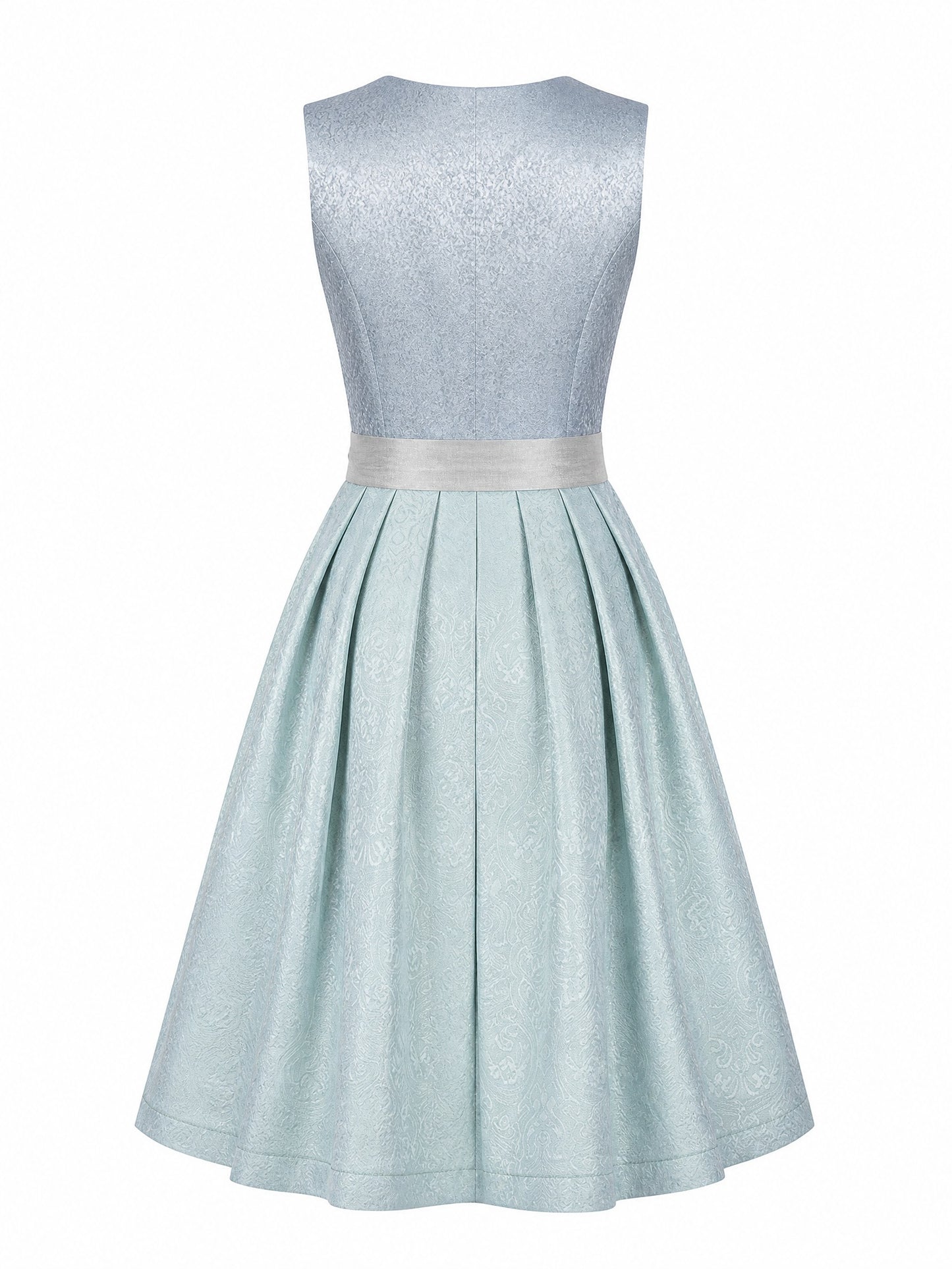 Klassisches Dirndl Tamara – Eisblau, Eckige Form