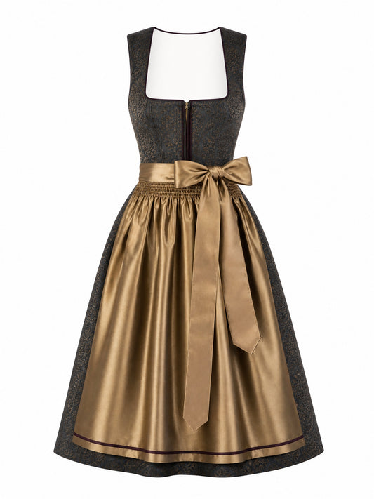 Klassisches Dirndl Selina – Anthrazit, Eckige Form